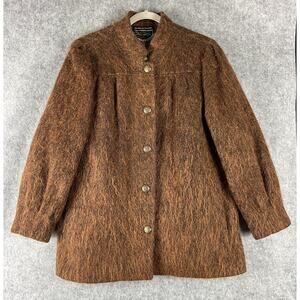 Vintage Jules Tournier Coat Jacket Womens 14 Brown Mohair Made In France 70s
